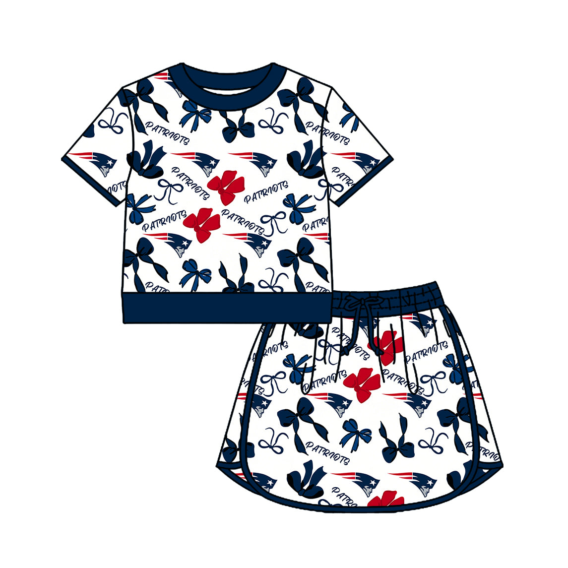 ( Moq 5 ) Baby Girls Kids Short Sleeves Bows Shirt Skirt Shorts Team Set Clothes