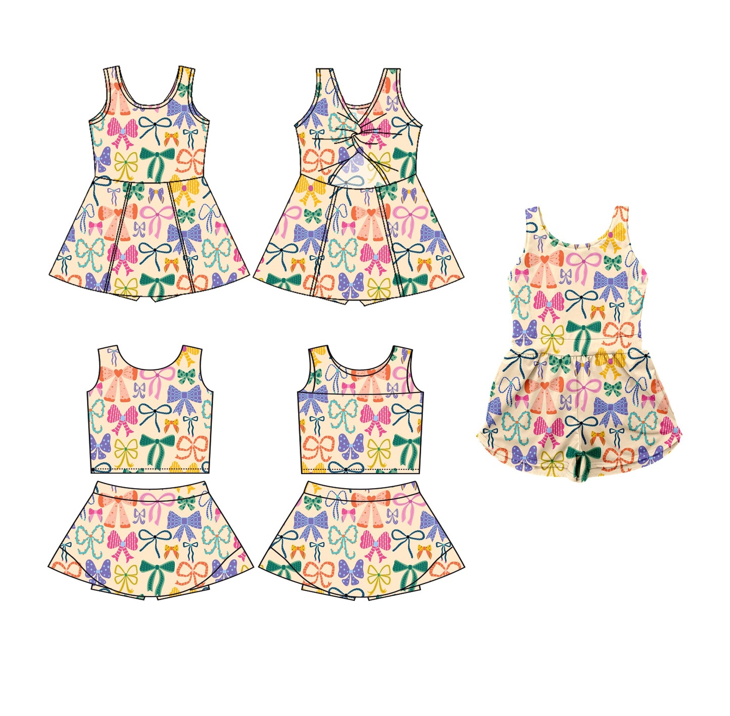 Baby Girl Sleeveless Bows Sibling Jumpsuit Dress Set ( Moq 5 Each Style ) 3.19
