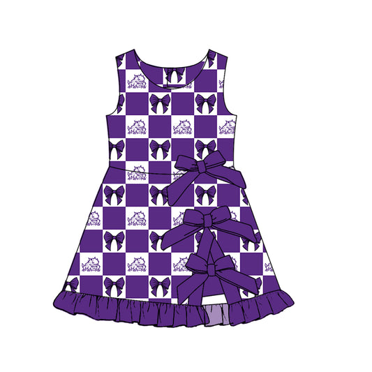 ( Moq 5 ) Custom Baby Girls Kids Sleeveless Bows Shorts Knee Length Team Dress Cheer Clothes