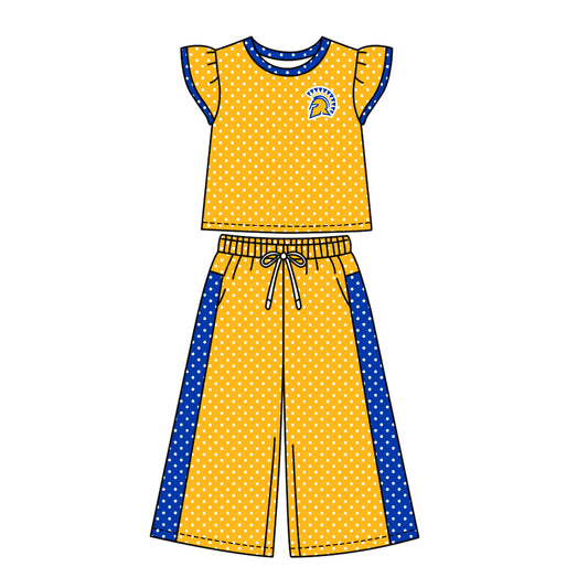 ( Moq 5 ) Baby Girls Kids Short Sleeves Shirt Pants Team Set Clothes