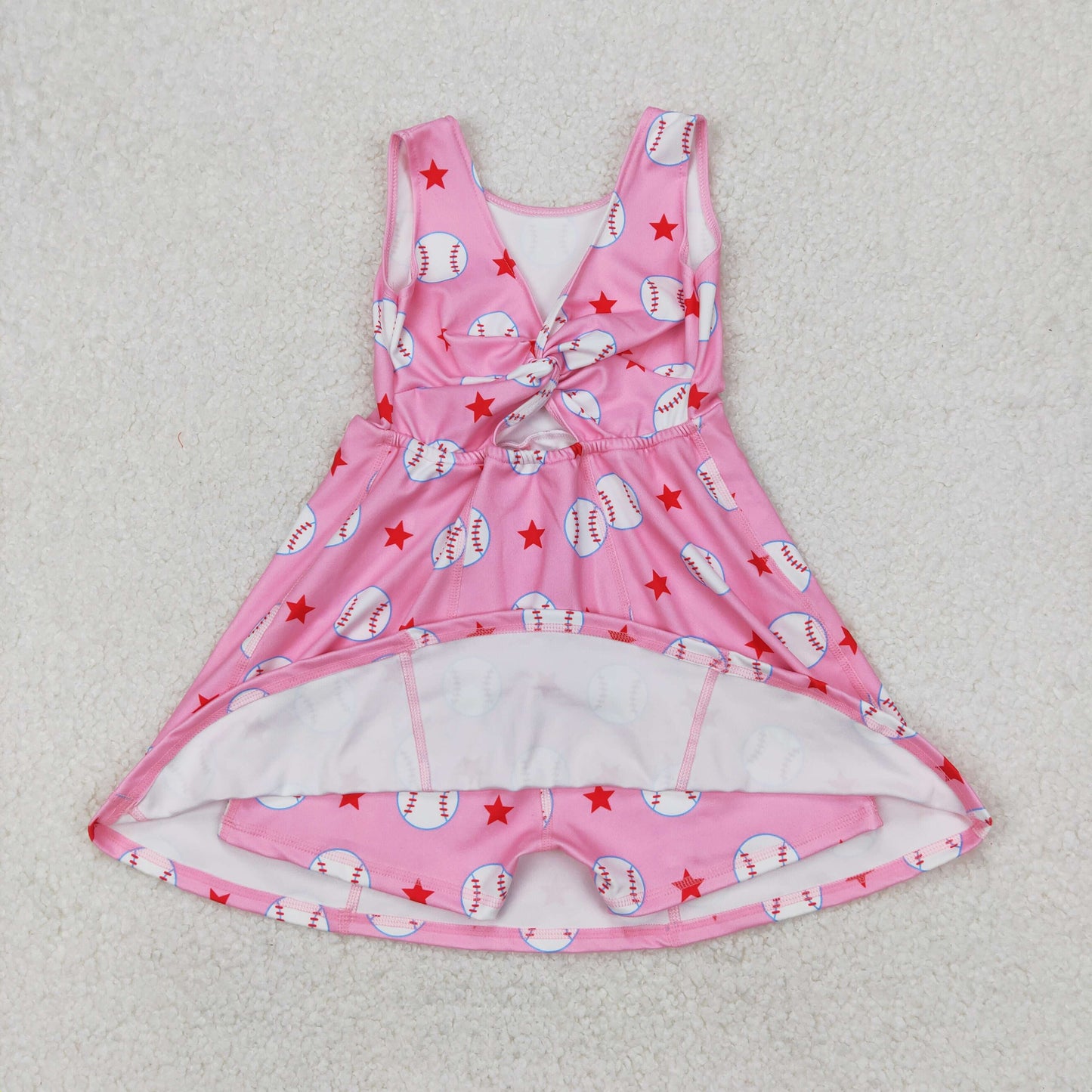 Baby Girl Sleeveless Bows Leopard Flower Sibling Yoga Active Kids Wear Dress RTS