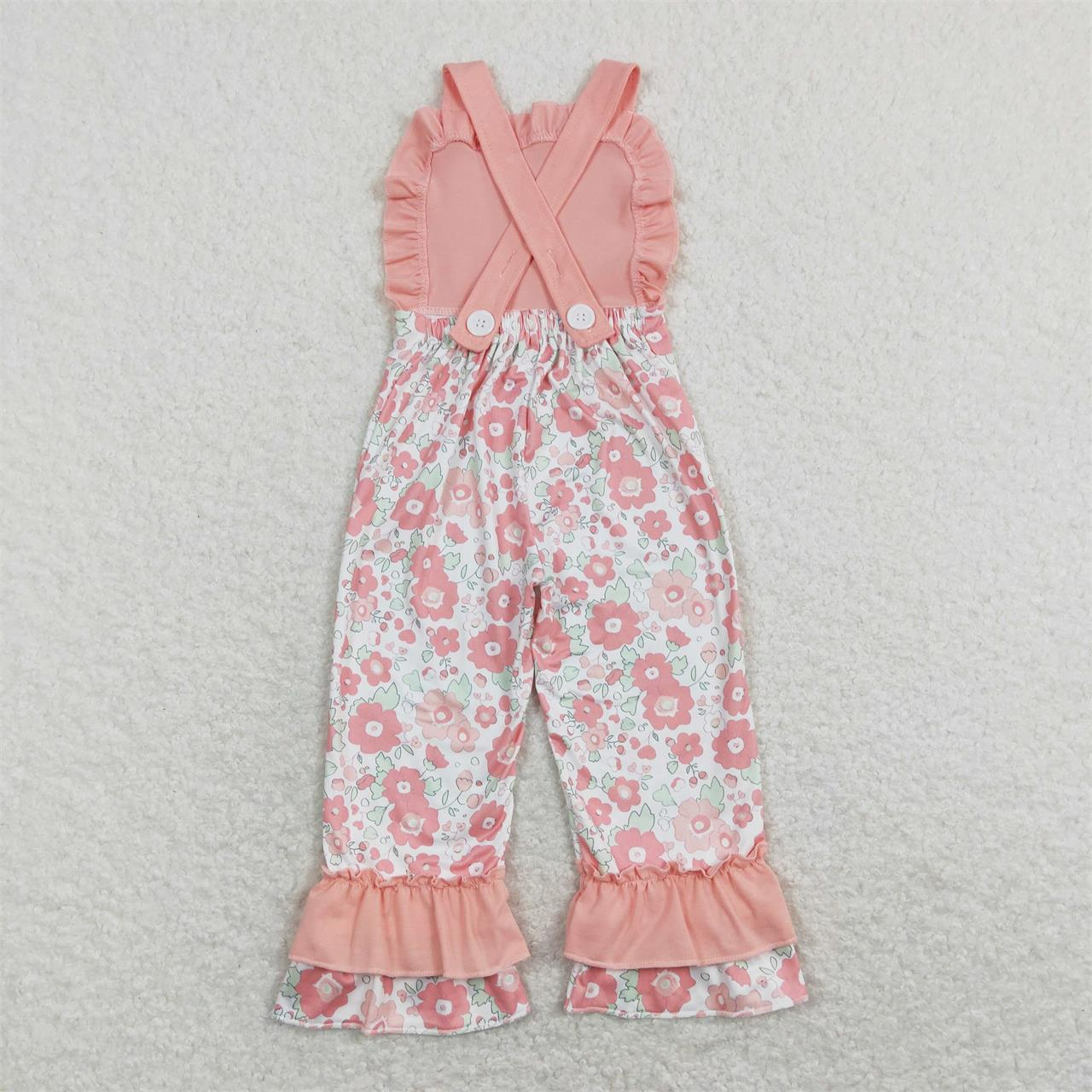 SR0963 Baby Girl Pink Floral Pants Jumpsuit