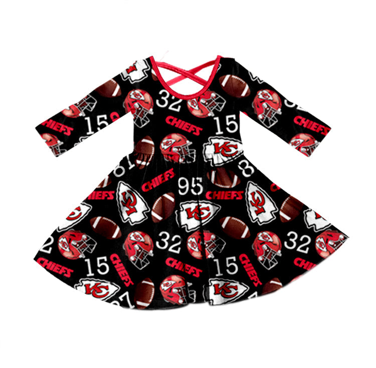 Baby Girl Long Sleeves KC Team Fall Knee Length Dress