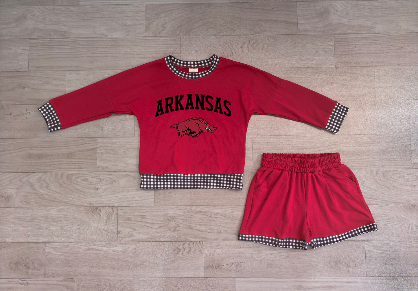 ( No moq ) Preorder Baby Girls Kids Long Sleeves Pig Shirt Shorts Cotton Set Team Clothes