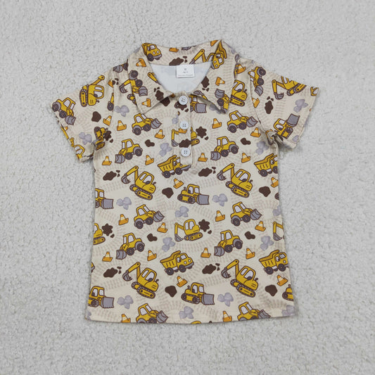 Baby Boys Toddler Short Sleeves Excavator Polo Shirt Tops RTS