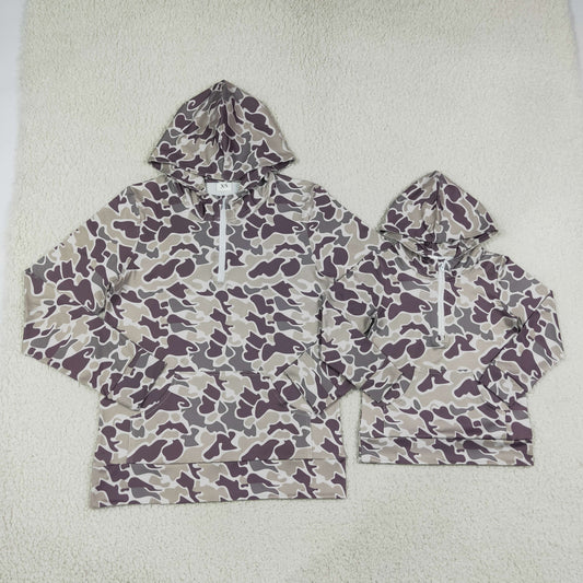 Sibling Baby Boys Adult Woman Zipper Hoodie Pockets Hunting Pullovers Camo Shirts RTS