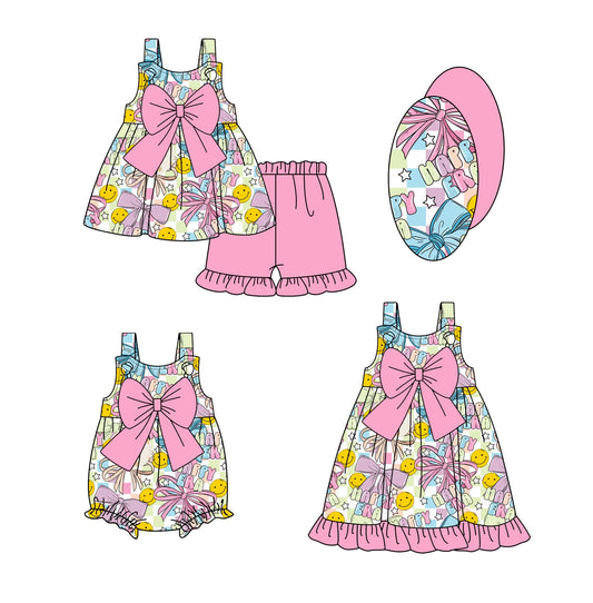 Baby Girl Smile Bows Sibling Romper Dress Set ( Moq 5 Each Style ) 1.23