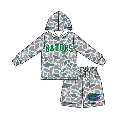 ( Moq 5 ) Baby Girls Kids Long Sleeves Hoodie Shirt Camo Shorts Team Set Clothes