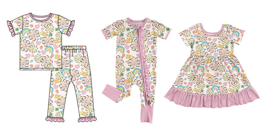 Baby Girl Short Sleeves St Patrick Flower Sibling Dress Romper Set ( Moq 5 Each Design ) 12.9