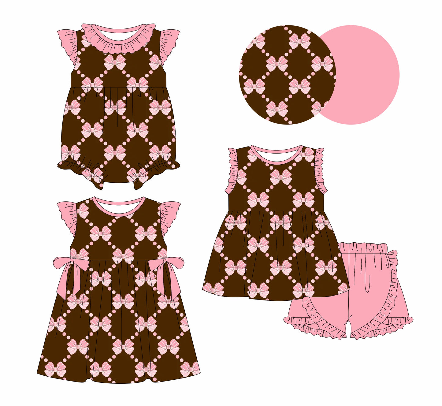 Baby Girl Bows Sibling Romper Dress Set ( Moq 5 Each Style ) 1.3