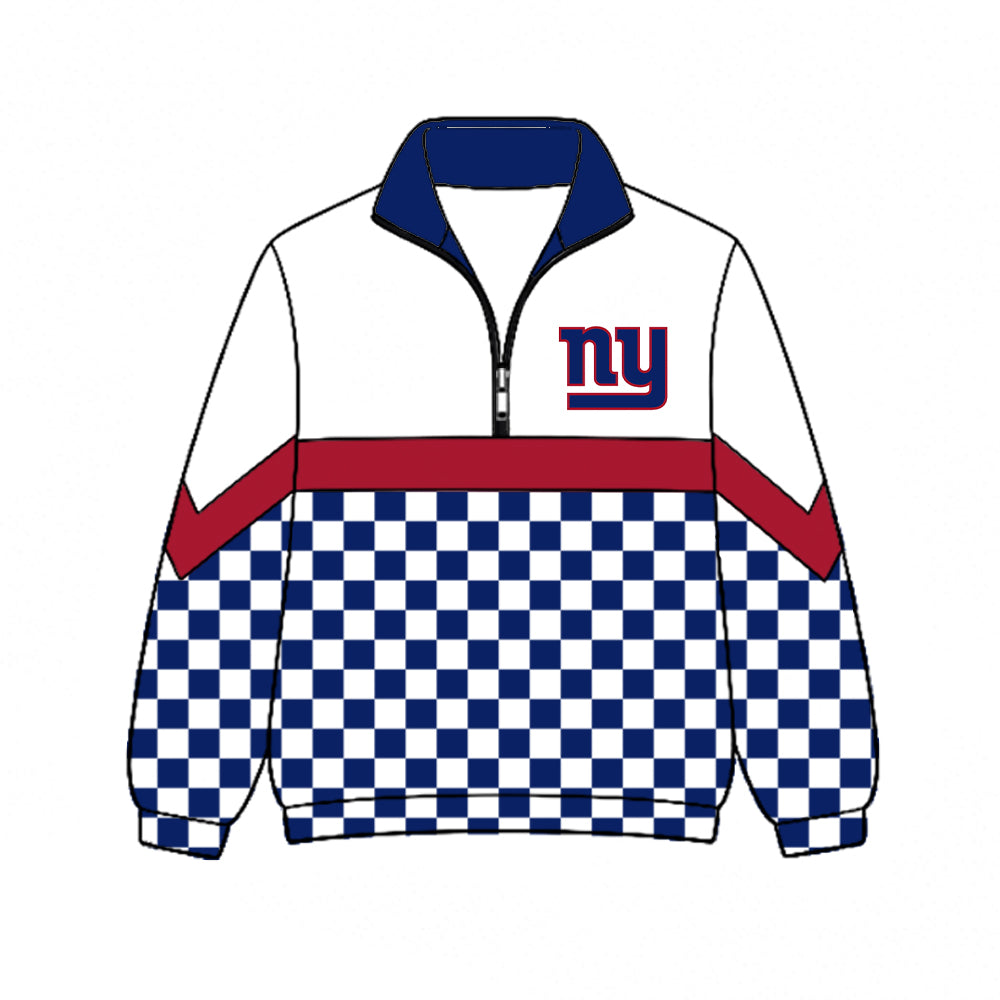 ( Moq 5 ) Kids Toddler Long Sleeves Checked Half Zip Collar Sweatshirt Team Shirt Tops