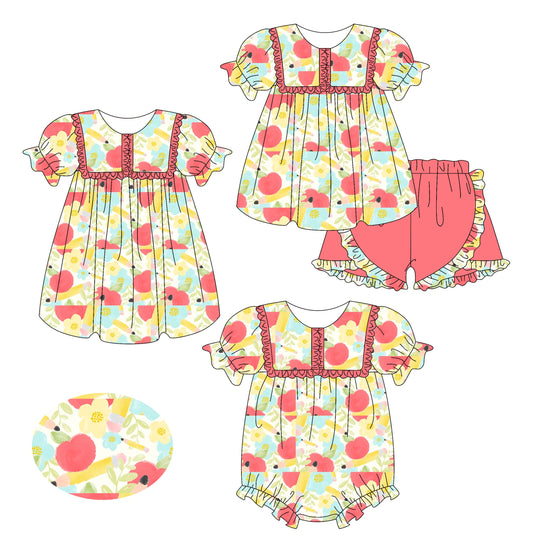 Baby Girl Back To School Apple Pencil Sibling Romper Dress Set ( Moq 5 Each Style ) 2.13