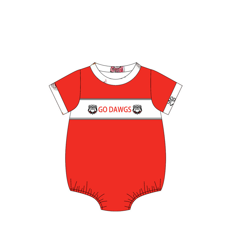 Baby Boy Short Sleeves Team Dogs Red Bubble Romper Moq 5
