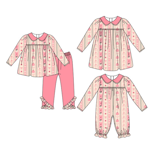 ( Moq 5 Each Style ) Sibling Baby Girls Kids Long Sleeves Pumpkins Bows Pink Romper Dress Set Clothes