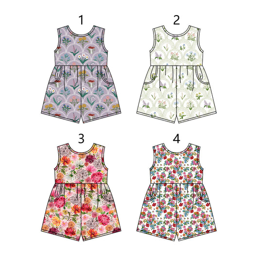 Baby Girl Sleeveless Flower Pockets Sibling Jumpsuit ( Moq 5 Each Style ) 1.17