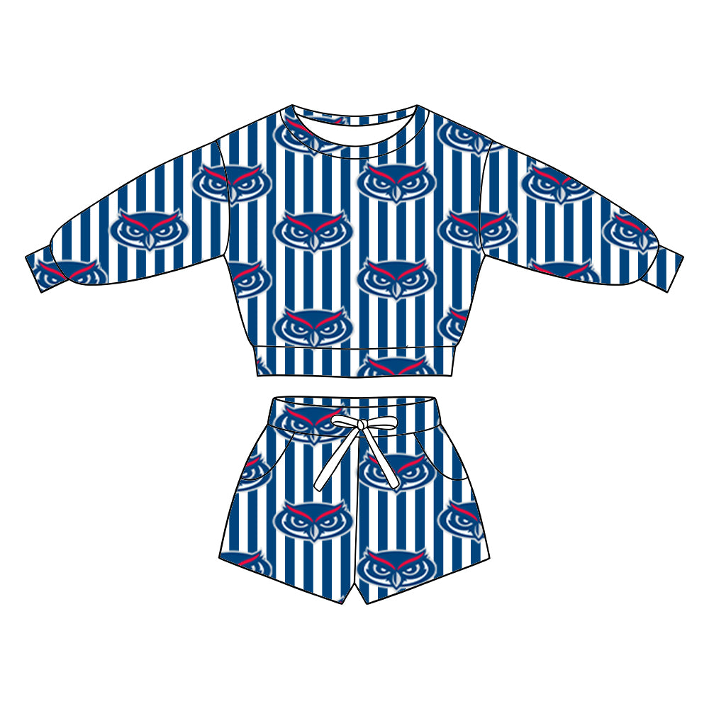 ( Moq 5 ) Baby Girls Kids Long Sleeves Shirt Pockets Shorts Team Set Clothes