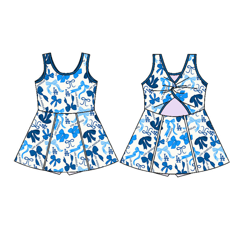( Moq 5 each style ) Baby Girl Team LA Bows Sibling Dress Set 5.16