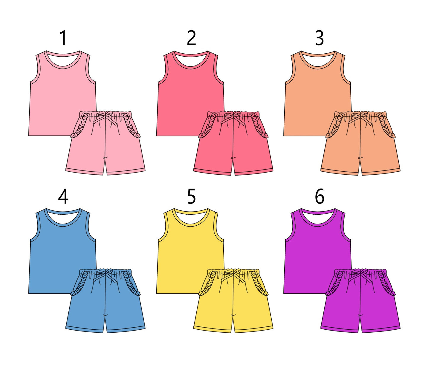 Baby Girl Sleeveless Cotton Shirt Pockets Shorts Sibling Set ( Moq 5 Each Style ) 3.3