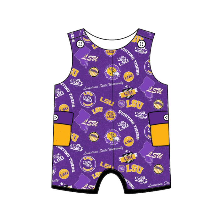 ( Moq 5 each style ) Baby Boy Girl Team Tiger Purple Sibling Dress Romper Set 5.6