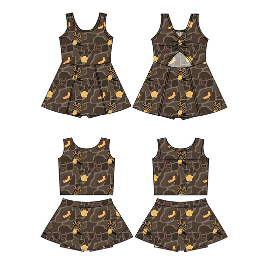 ( Moq 5 Each Style ) Baby Girl Sleeveless Camo Boots Western Sibling Dress Set 3.22