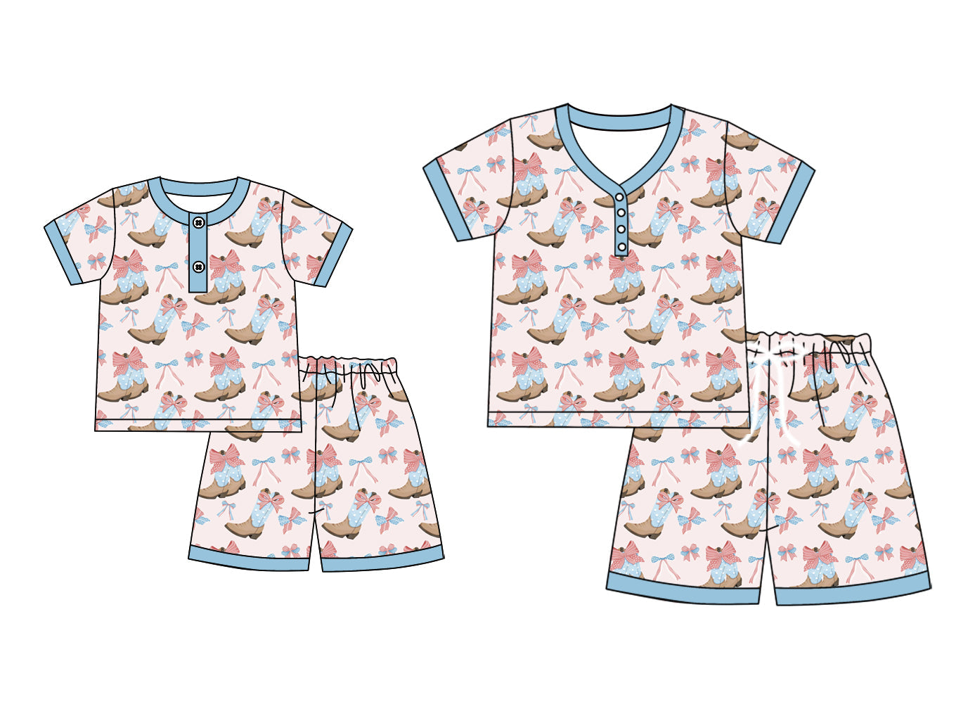 ( Moq 5 Each Style ) Baby Girl Adult Women Bows Boots 4th Of July Sibling Summer Mommy And Me Family Pajamas Set 4.21