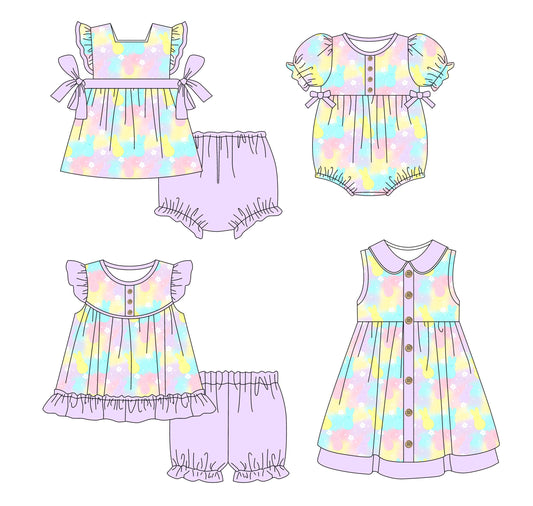 Baby Girl Easter Rabbits Sibling Romper Dress Set ( Moq 5 Each Style ) 1.8