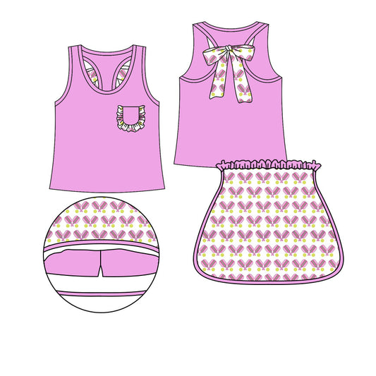 Baby Girl Bow Pink Tops Shorts Skirt Skort Set ( Moq 5 ) 1.23