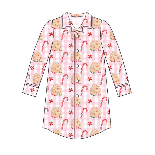 Adult Women Christmas Candy House Pajamas Tops