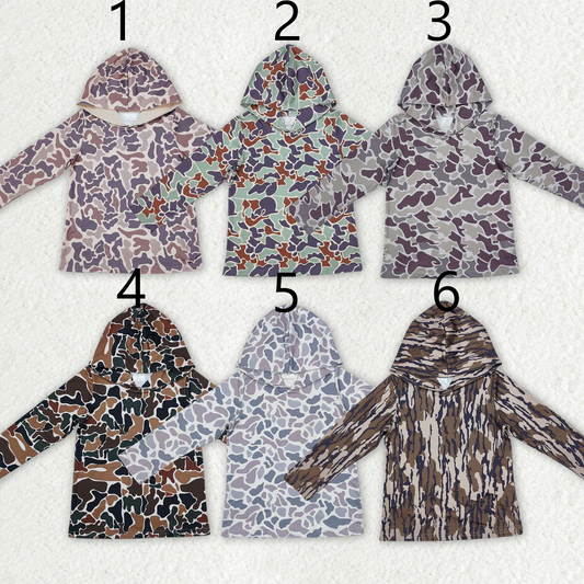 Baby Boy Long Sleeves Camo Hoodie Sibling Pullover Shirt Tops RTS