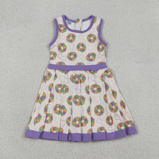 Baby Girls Kids Sleeveless Donuts Skort Yoga Active Mardi Gras Dress RTS