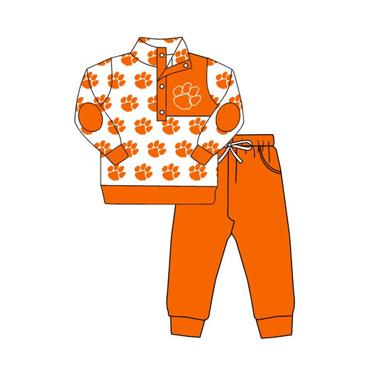 Baby Boy Long Sleeves Team Pullover Shirt Yellow Pocket Pants Fall Clothes Set Moq 5