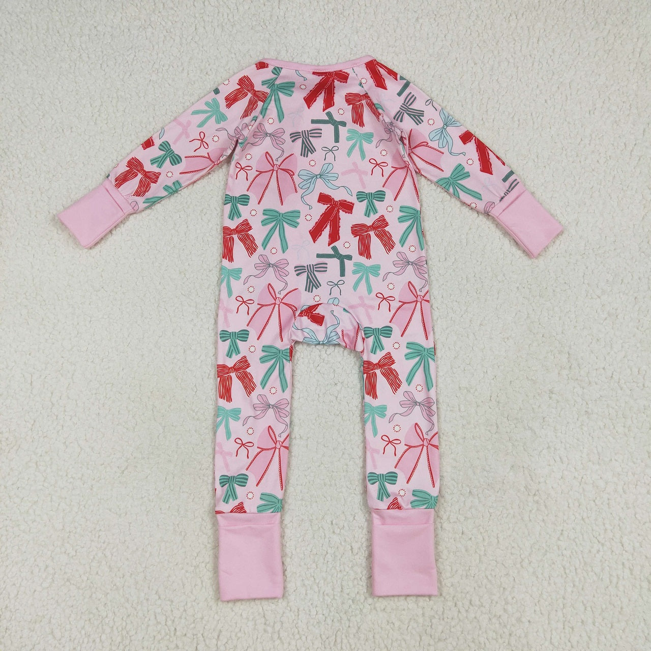 Baby Boy Girl Long Sleeves Christmas Red Green Bows Sibling Romper Pajamas Clothes Set RTS