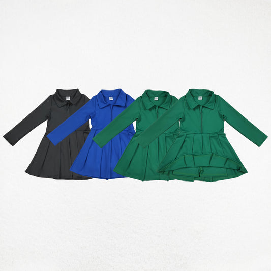 Baby Girl Toddler Long Sleeves Zipper Sibling Knee Length Yoga Active Dress RTS