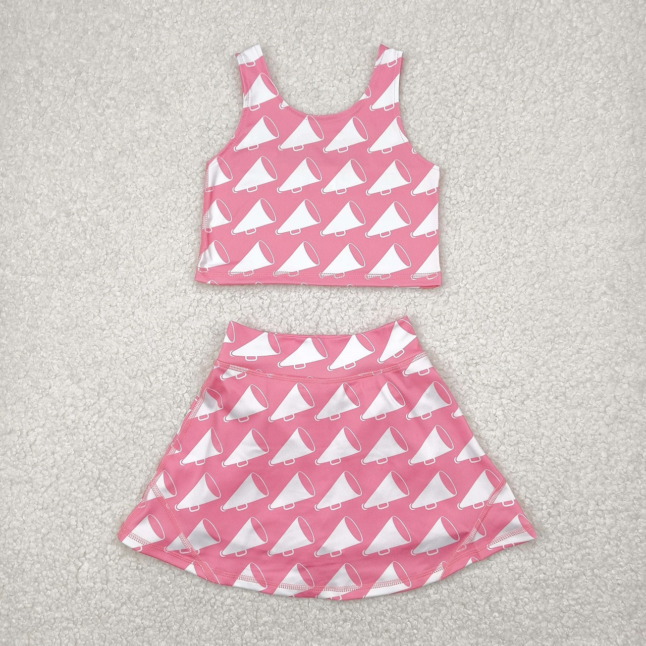 Baby Girl Toddler Cheer Bows Sleeveless Team Vest Tops Skorts Sibling Yoga Active Set RTS
