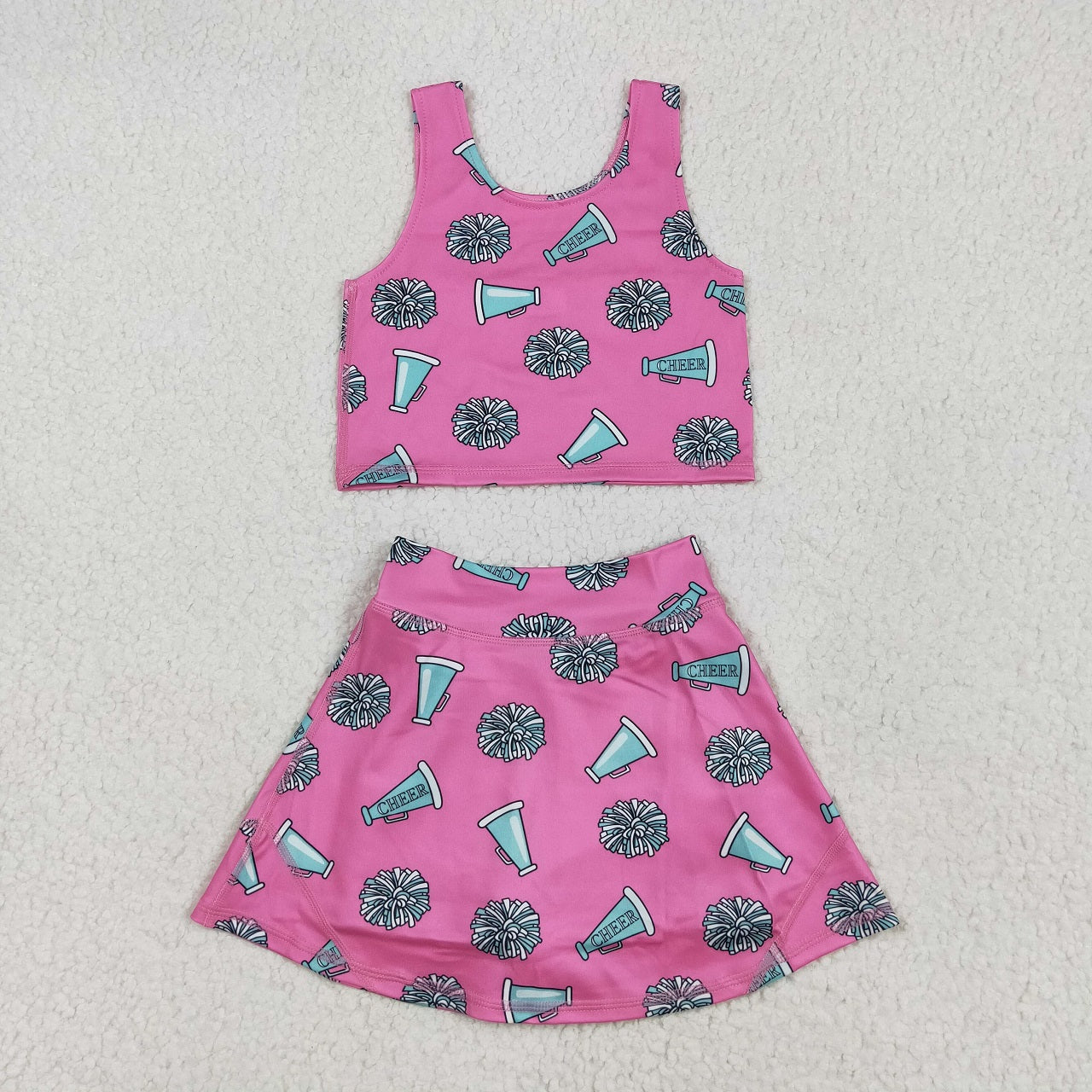 Baby Girl Toddler Cheer Bows Sleeveless Team Vest Tops Skorts Sibling Yoga Active Set RTS