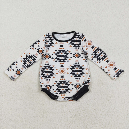 Baby Boy Infant Long Sleeves Aztec Western Bubble Romper RTS