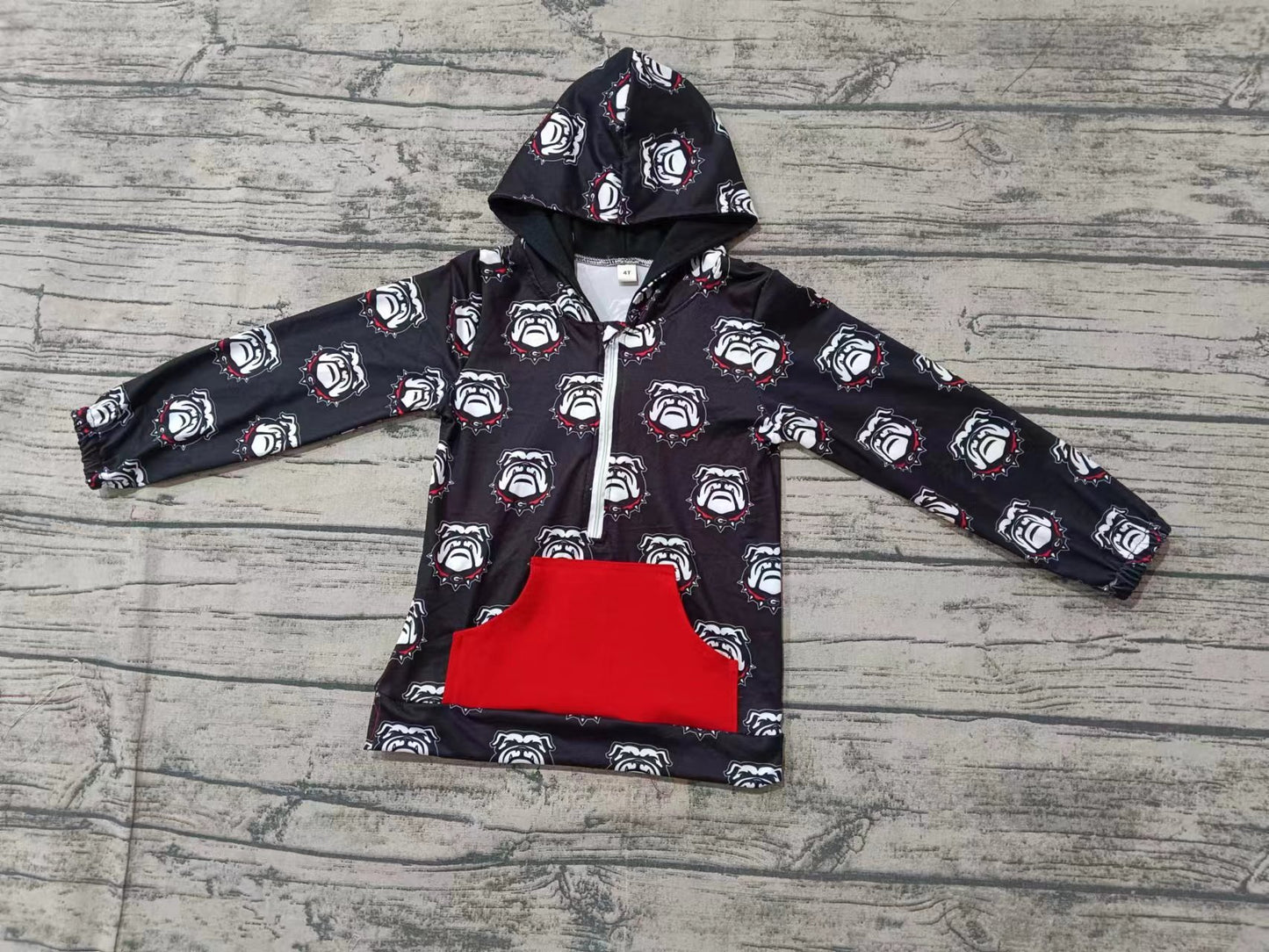Baby Boy Toddler Black Long Sleeves Dog Hoodie Team Shirt Tops