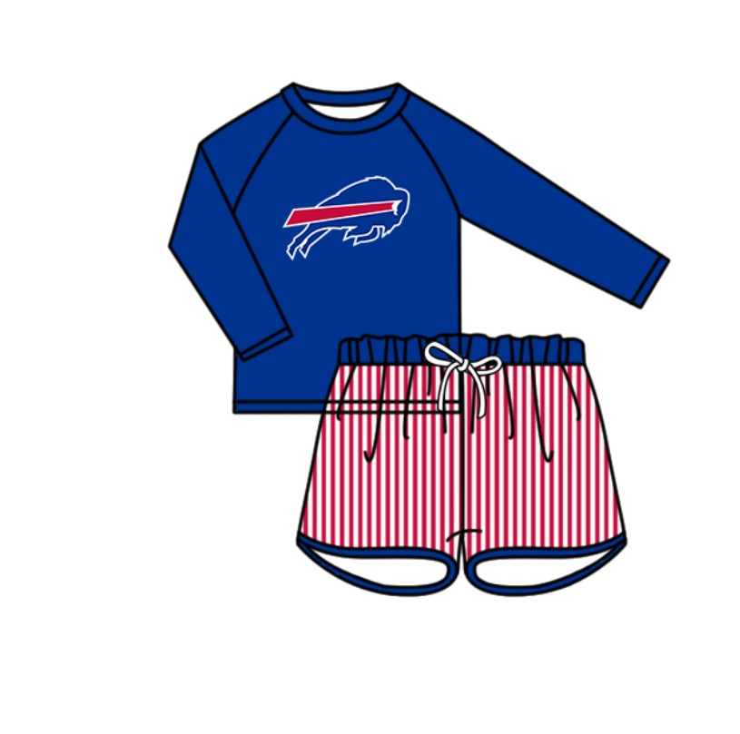 ( Moq 5 Each Style ) Baby Boys Girls Kids Team Sibling Blue Jumpsuits Sets Swimsuits Clothes