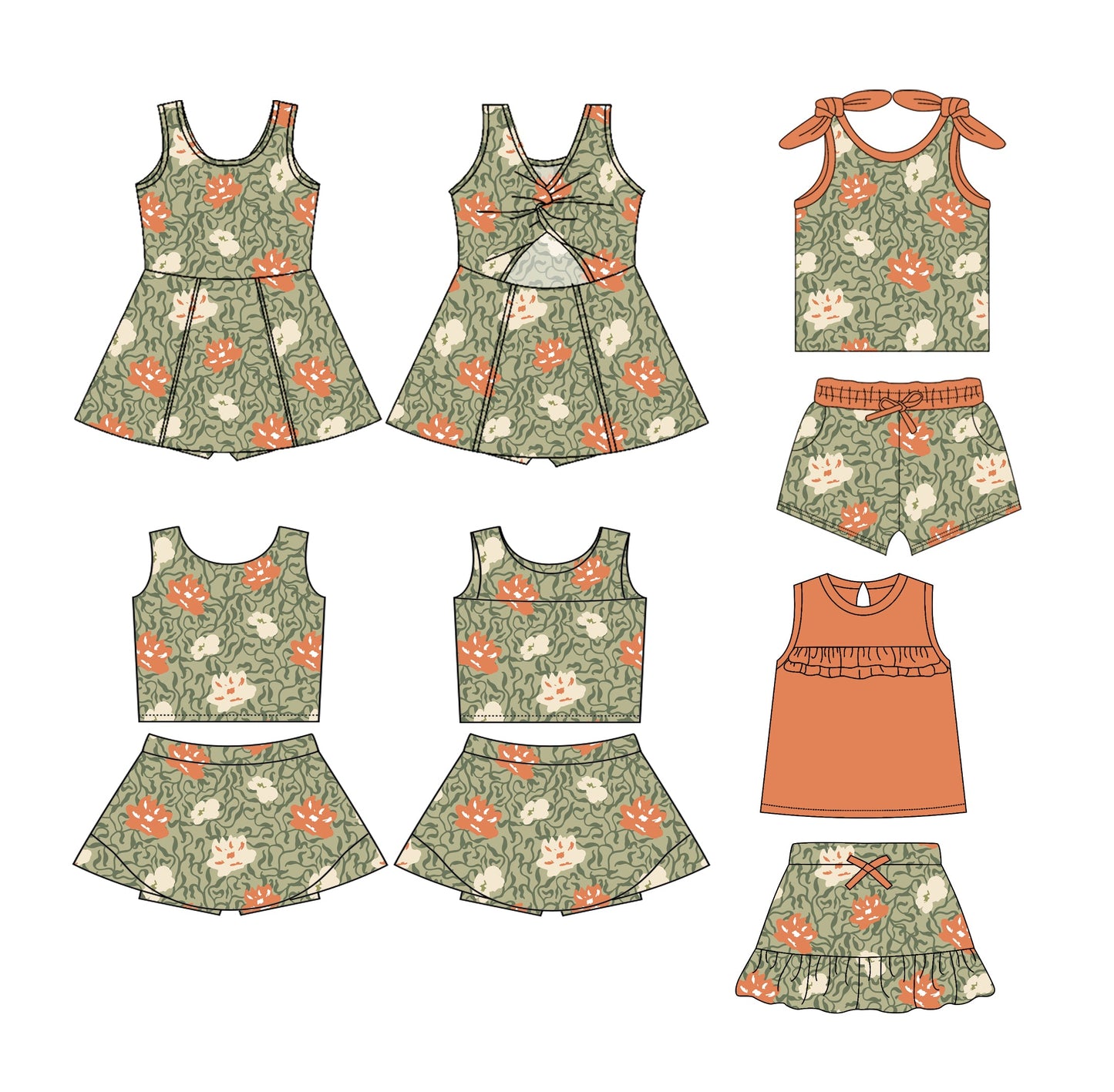 Baby Girl Sleeveless Flower Sibling Romper Dress Set ( Moq 5 Each Style ) 3.8