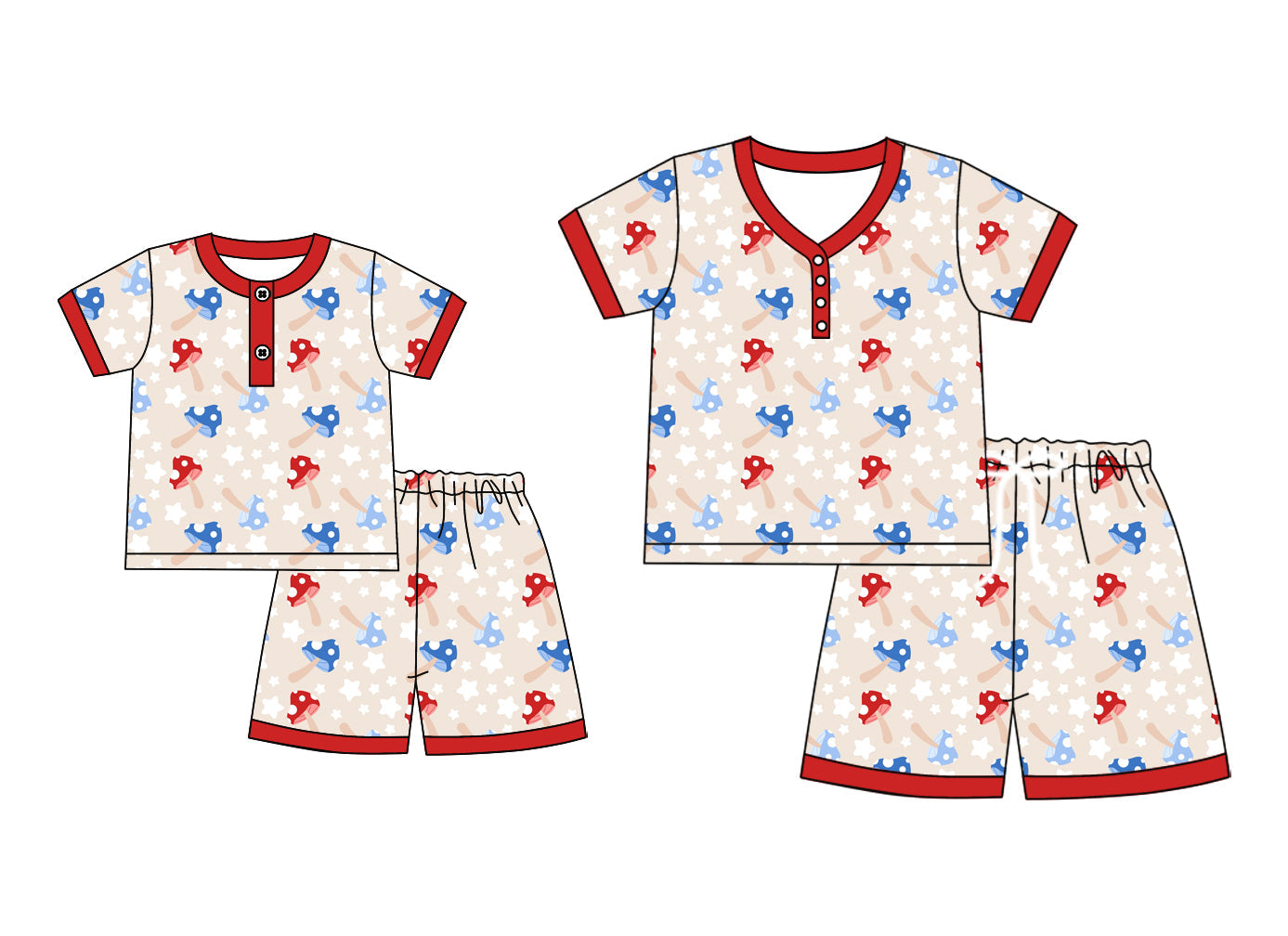 ( Moq 5 Each Style ) Baby Girl Adult Women 4th Of July Stars Sibling Summer Mommy And Me Family Pajamas Set 4.21