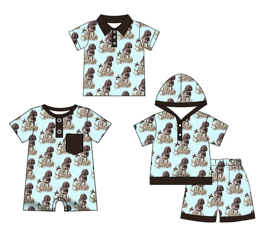 Baby Boy Short Sleeves Sibling Ducks Dogs Romper Clothes Set ( Moq 5 Each Design )11.27