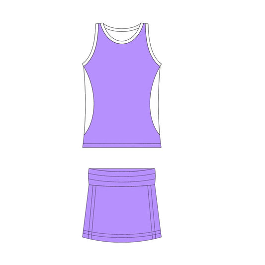 ( Moq 10 ) Baby Girl Lavender Sleeveless Activity Wear Vest Tops Shorts Skirts Yoga Set