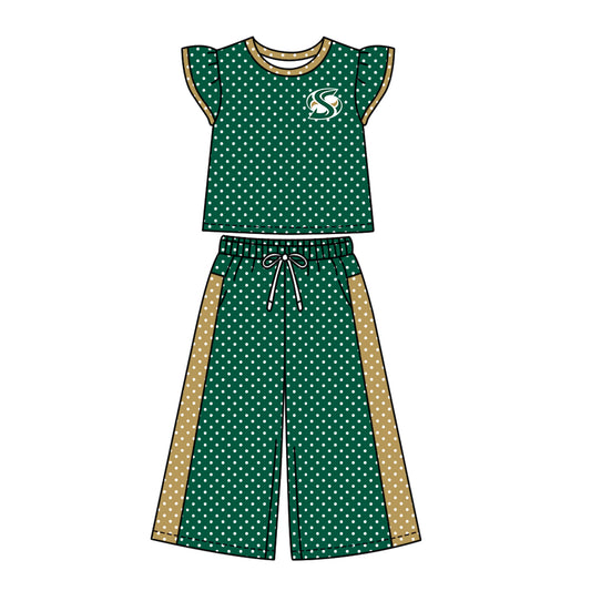 ( Moq 5 ) Baby Girls Kids Short Sleeves Shirt Pants Team Set Clothes