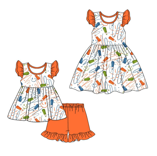 Baby Girl Back To School Pencil Sibling Dress Set ( Moq 5 Each Style ) 1.11