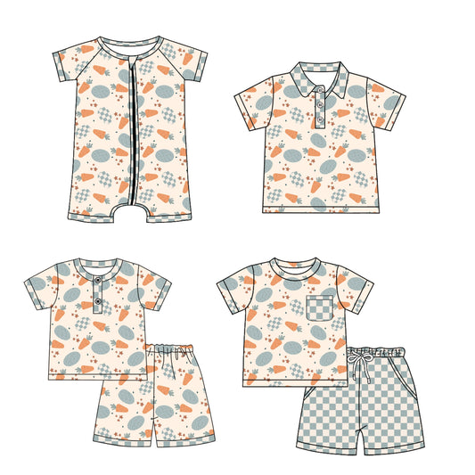 Baby Boy Easter Eggs Carrots Sibling Romper Shirt Set ( Moq 5 Each Style ) 1.10