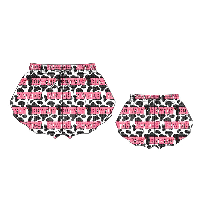 ( Moq 5 Each Style ) Kids Girls Adult Women Howdy Western Shorts Sibling Mom and Me Yoga Clothes
