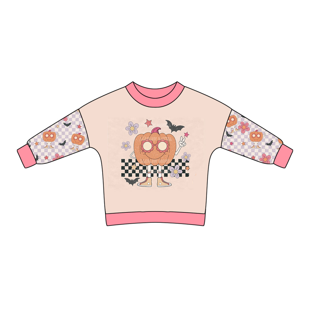 Baby Girl Long Sleeves Pumpkin Bubble Halloween Shirt