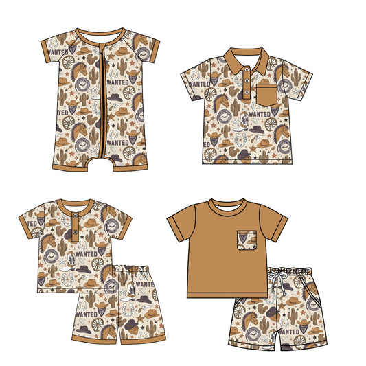 Baby Boy Short Sleeves Western Sibling Romper Shirt Set ( Moq 5 Each Style ) 2.28