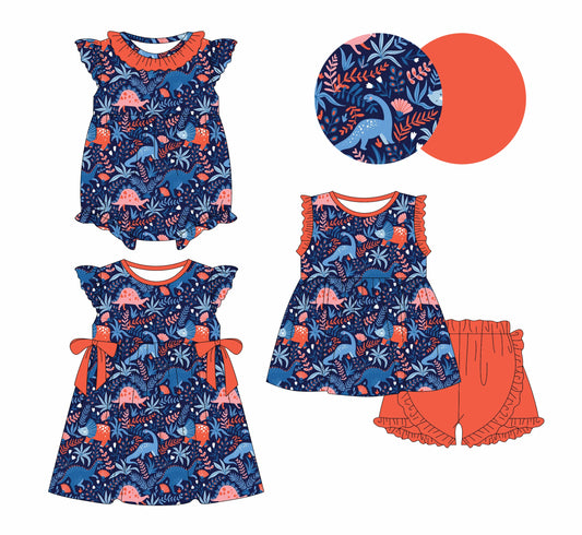Baby Girl Dinosaurs Sibling Dress Romper Set ( Moq 5 Each Style ) 1.4