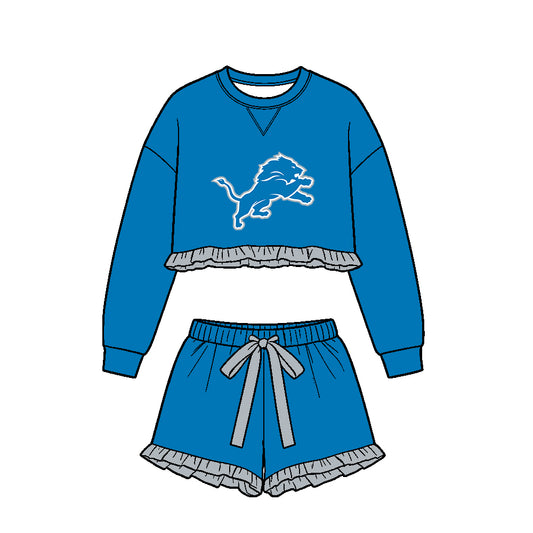 ( Moq 5 ) Baby Girls Kids Long Sleeves Ruffle Shirt Shorts Team Set Clothes